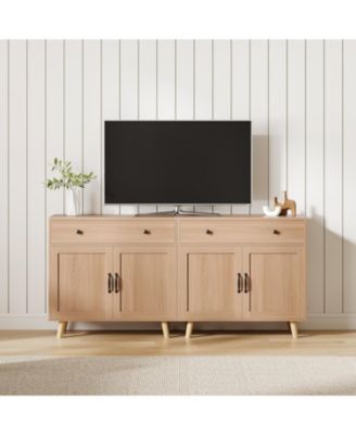 Buffet Cabinet Sideboard with 2 Drawer & 4 Doors, Accent Cabinet with Storage, Console Coffee Bar Table