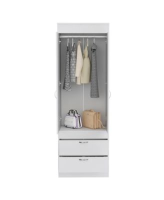 Lisboa Armoire Double Door 2 Drawers Hanging Rod Metal Handles