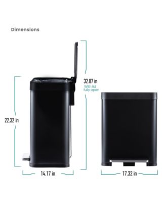 13 Gallon Kitchen Trash Can with Soft Close Lid, Liner-Free Stainless Steel Body