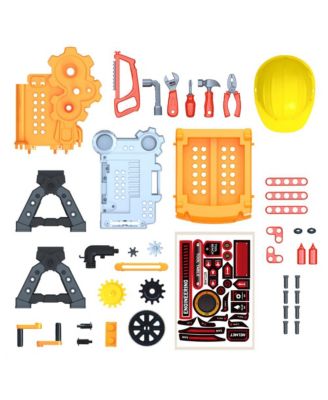 48-Piece Kids Tool Set with Workbench & Helmet – Engineer Pretend Play Construction Toys