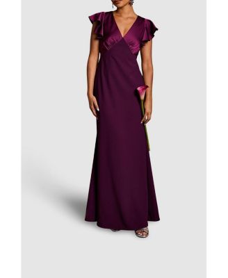 Women's V-Neck Short Sleeve Maxi Dress