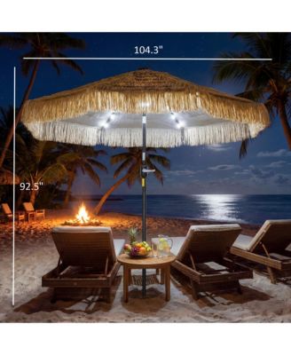 9 ft Tiki Outdoor Patio Umbrella with Solar Light, Tilt