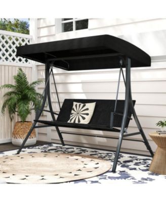 Outdoor Canopy Swing Chair for 3 with Rattan Back