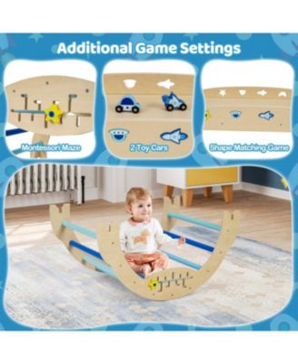 8-in-1 Kids Climbing Triangle Gym Unicorn Theme Foldable