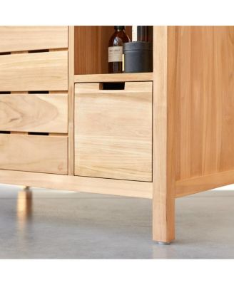 Solid Teak Wood Vanity Cabinet Washstand Bathroom Sink Unit 100cm New