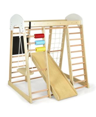 Indoor Playground Climbing Gym Wooden 8-in-1 Climber Playset for Children