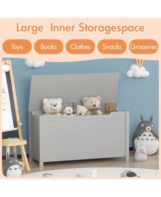 Kids Toy Chest, Wooden Toy Box Storage Organizer, Bench with Safety Hinged Lid  for Playroom, Nursery