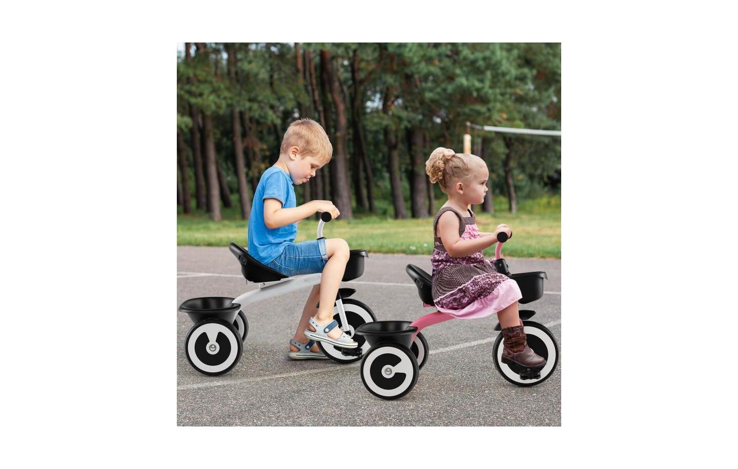 Детская игрушка HONGGE Toddler Tricycle with Adjustable Seat and Storage Baskets, Ages 1.5-5, цвет: Чёрный — фото 2