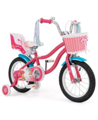 14 Inch Girls Bike with Doll Seat and Training Wheels for 3-5 Years
