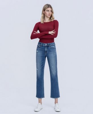 Women's Mid Rise Ankle Straight Jeans