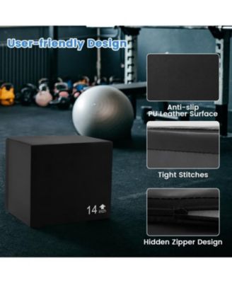 3-in-1 Foam Plyometric Box with 3 Heights and Easy-to-Clean PU Cover-16 Inches