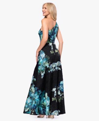 Women's One-Shoulder Burnout Print Ball Gown