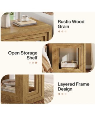 Farmhouse End Table with 2-Tier Storage, 24 Inches