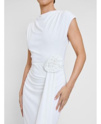 Women's Cap Sleeve Corsage Stretch Dress