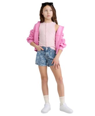 Girls’ High Rise Relaxed Floral Denim Shorts