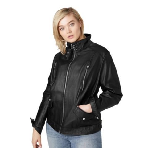 Женские куртки ellos Women's Zip Front Leather Jacket