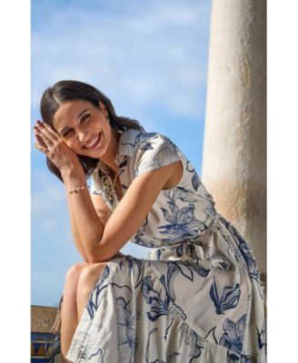 Women's Abstract Floral Midi Shirt Dress