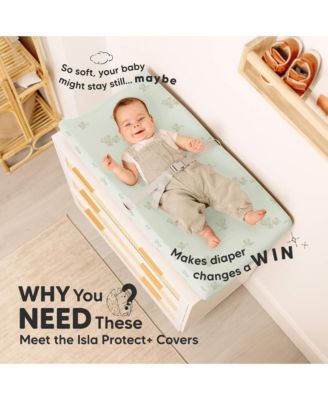 2-Pack Isla Waterproof Changing Pad Covers for Boy, Girl, 32x16 Soft Nursery Baby Changing Table Pad Cover Sheets