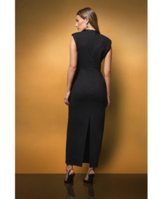 Women's Beaded High Neck Column Maxi Dress