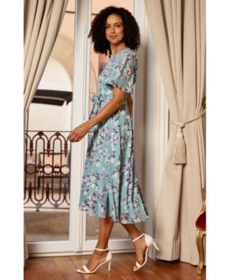Women's Blossom Print Midi Skater Dress