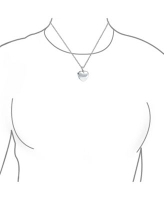 Simple Keepsake Puff Heart Shaped Photo Locket Necklace Pendant .925 Sterling Silver