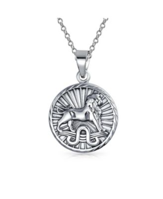 Astrology Zodiac Symbol Leo Sign Medallion Pendant Necklace .925 Sterling Silver