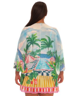 Plus Size Miami Beach Tie-Front Cover-Up Tunic