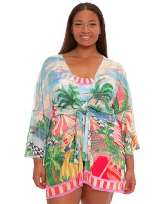 Plus Size Miami Beach Tie-Front Cover-Up Tunic