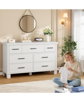 Dresser for Bedroom with 7 Drawers, Storage Chest of Drawers with Metal Handle, Wooden Dresser Organizer for Living Room,Closet,Entryway