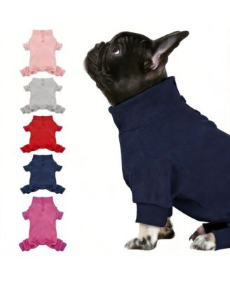 Dog Fleece Pajamas with High Collar for Warmth and Comfort