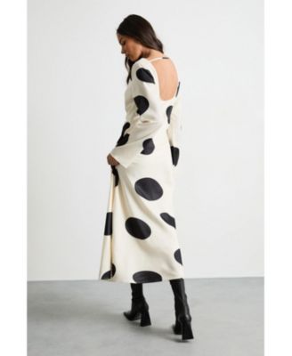 Women's Polka Dot Scoop Back Maxi Dress