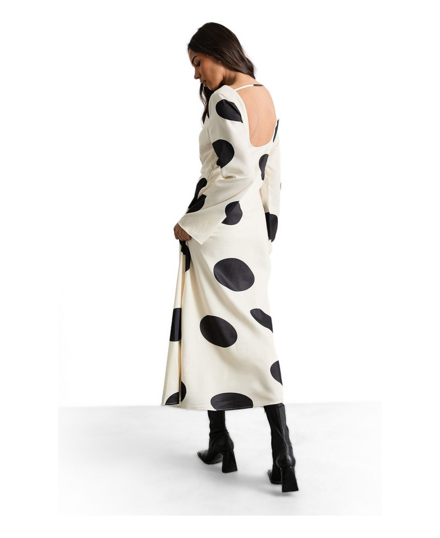 Women's Polka Dot Scoop Back Maxi Dress