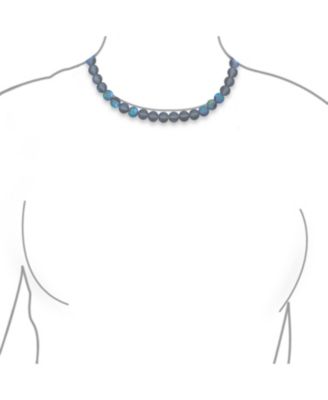 Translucent Blue Moonstone 10MM Bead Strand Necklace Silver Clasp 