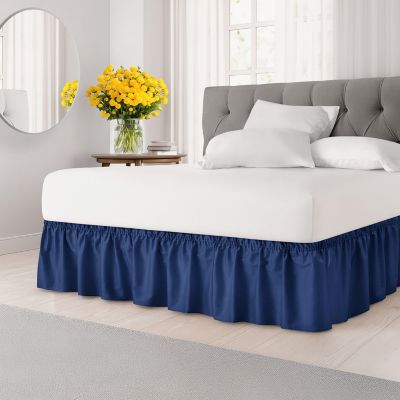 Ruffled Elastic Wrap Around Bedskirt 15 Inch Drop - Queen