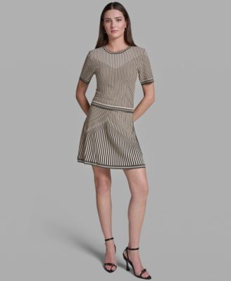 Women's Short-Sleeve Mix Pattern Crew Neck Top