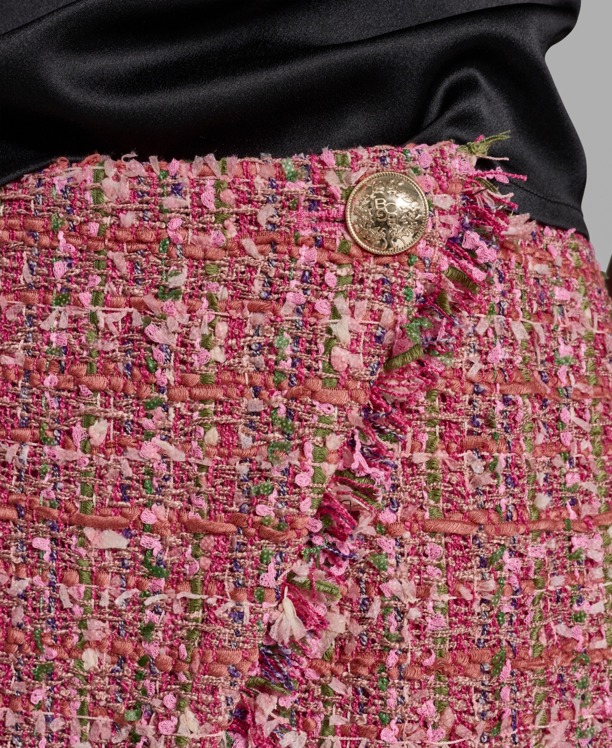 Bcbg Women's Fringe Hem Tweed Short Skirt