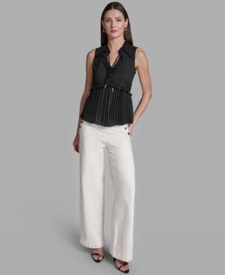 Women's Ruffles Pleated Hem Top