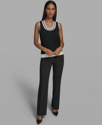 Women's Scoop-Neck Sleeveless Knit Top with Contrast Trim