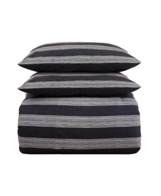 Banded Stripe Textured Microfiber 7-Pc. Comforter Set, Queen