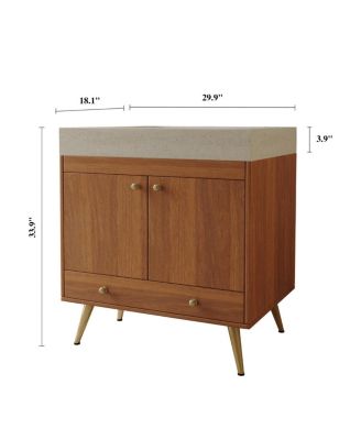 30" Freestanding Bathroom Vanity with Faux Marble Top, Ceramic Sink, Soft Close Storage for Small Bathrooms