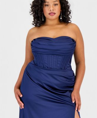 Katia Rae Trendy Plus Size Sweetheart-Neck Corset Gown - BRIGHTBLUE - Size 18W