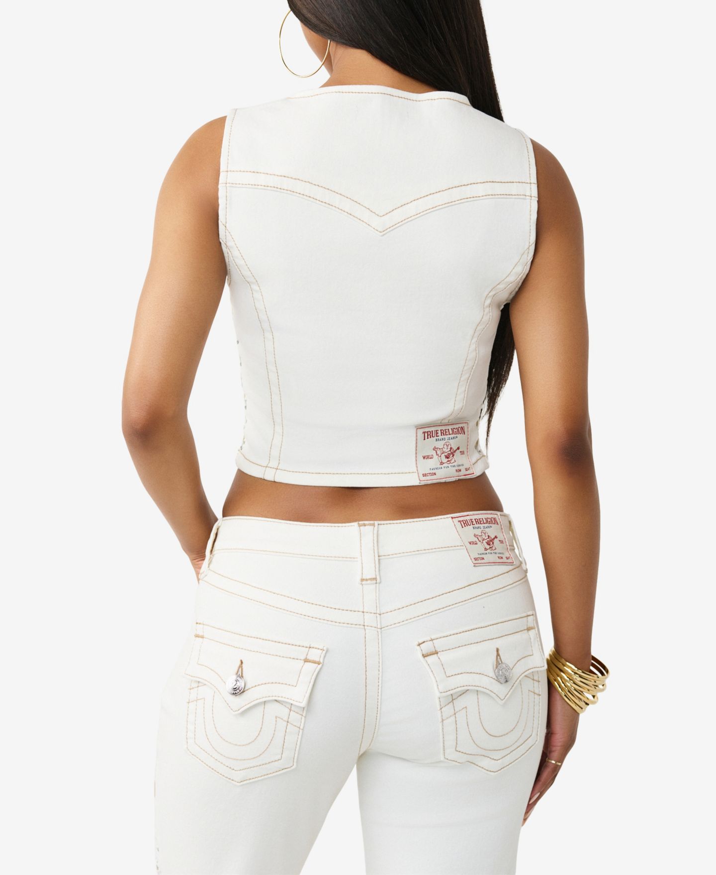 Женский топ True Religion Lace Up Denim, цвет: Зимний белый — фото 4