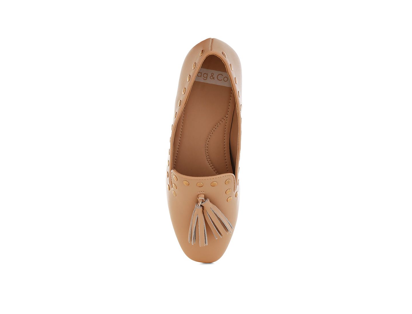 Женские туфли Rag & Co Philoha Studs and Tassels Detail Flat, цвет: Светлый бежевый — фото 5