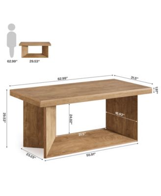 63-Inch Executive Desk, Large Office Computer Desk with Heavy Duty Pedestal, Farmhouse Simple Workstations Writing Table