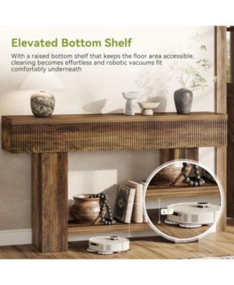 2-Tier Console Table, 55-Inch Farmhouse Entryway Table, Rustic Wood  Sofa Table