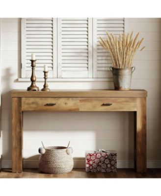 63" Console Table with 2 Drawers, Farmhouse Entryway Table with H-Shaped Sturdy Legs