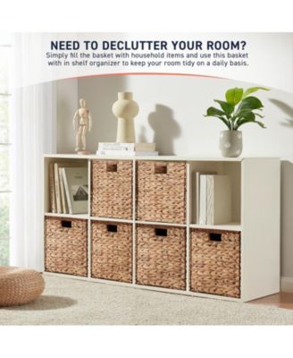 Water Hyacinth Storage Cube Bin Baskets, Set of 6