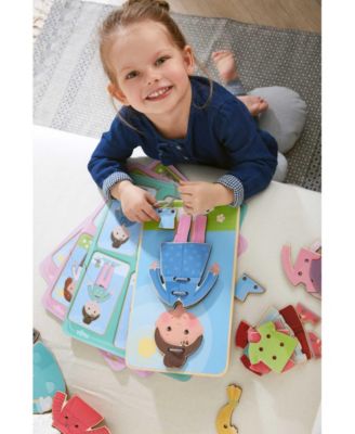 Dress Me Lacing Cards Game - Montessori Fine Motor Skills Toy for Preschool Learning Activities and Kindergarten Toys with 36 Wooden Pieces