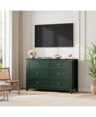 6 Drawer Dresser for Bedroom, Large Dresser with Deep Drawers & Metal Knobs, Modern Wooden Chests of Drawers for Entryway