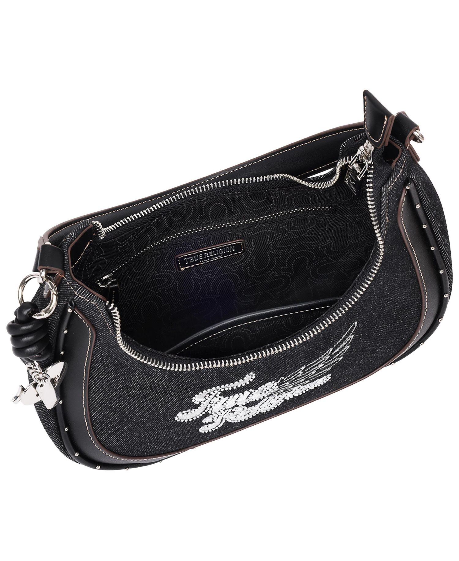 Wing Motif Hobo Bag with Trim